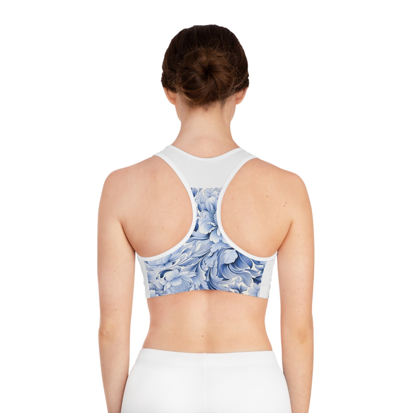 Flower pattern sports bra (blue)
